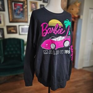 Barbie Malibu Graphic Sweatshirt Black XL Long Sleeve Crewneck